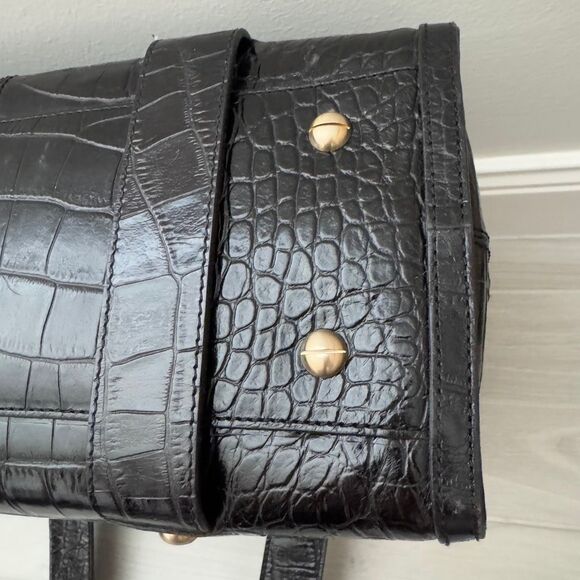 Maxx New York Black Croc-embossed Cowhide Leather Handbag - Picture 11 of 12